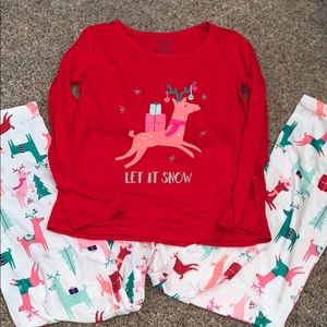 Cat & Jack Christmas Holiday Pajamas Pjs Sz M 7/8